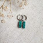 Oorringen Natuursteen Turquoise green square