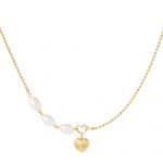 Korte Ketting met zoetwaterparels en hartje