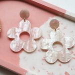 Statement oorbellen "Flower Pearly Rose"