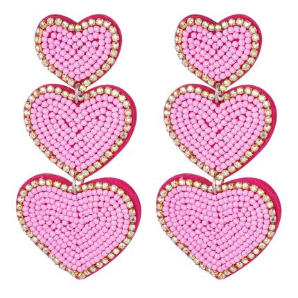 Statement Oorbellen 3 Hartjes - Roze