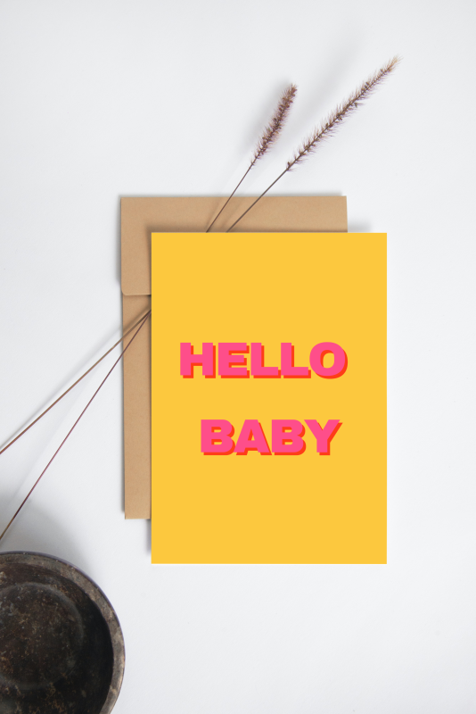 Kaart met tekst Hello Baby