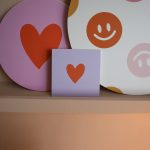 Forex tegeltje 10x10cm - Hartje Lila/Rood