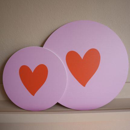 Forex (muur)cirkel 30cm - Hartje Lila/Rood