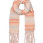 Sjaal Streepjes Koraal en Beige
