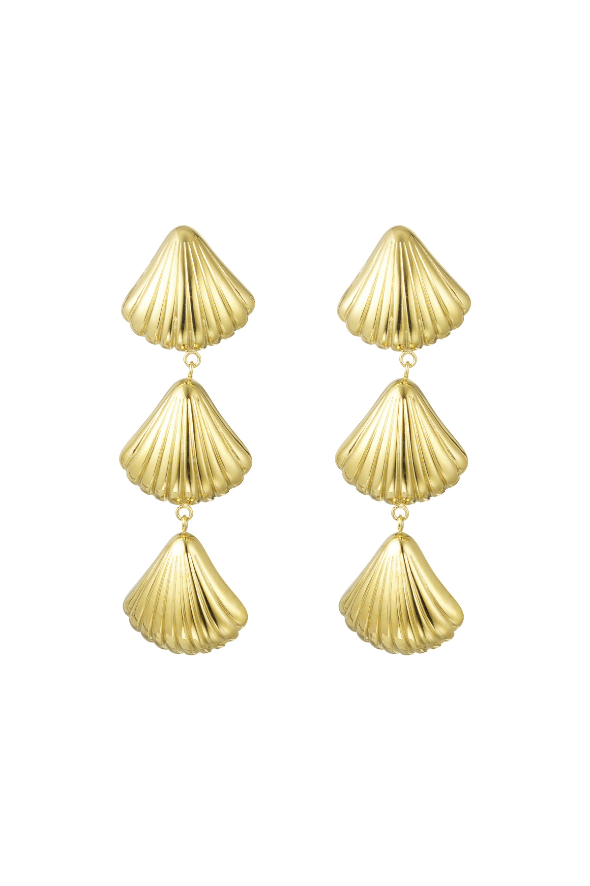 Oorbellen 3 shells Three Shells Oorbellen RVS goudkleurig - Afbeelding 1