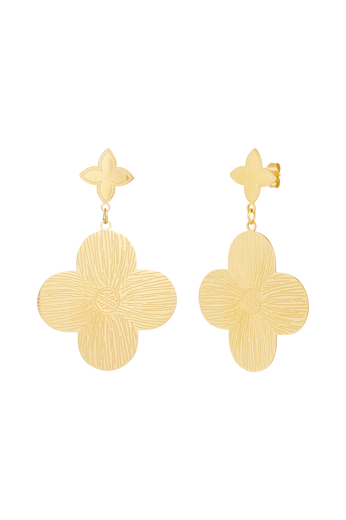 Oorbellen flower chique goud Flower Chique - Oorbellen RVS goudkleurig - Afbeelding 1